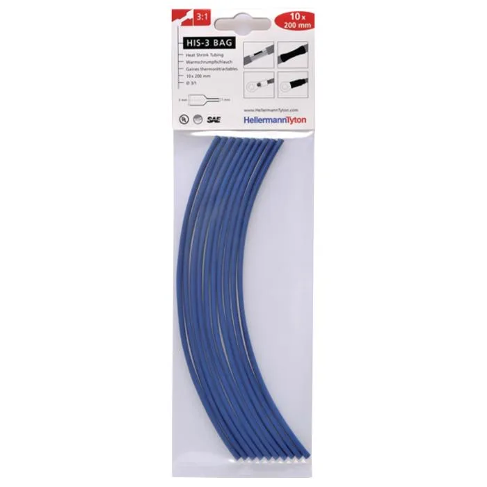 Hellermann Tyton HIS-3 Bag 3/1 Krympslang 3/1 x 200 mm, 10-pack Transparent - Bild 2