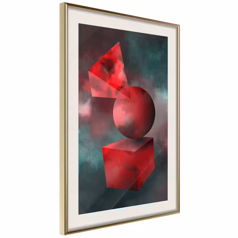 Poster Artgeist Affisch Geometric Cosmos Guld ram med passepartout, 40x60 cm