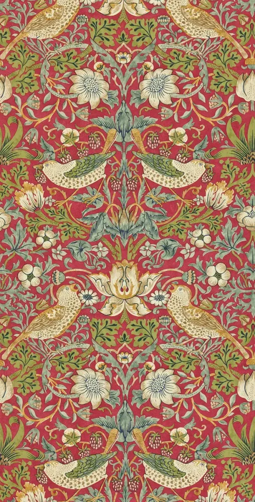 Morris & Co - Strawberry Thief Crimson/ Morris 160th Anniversary