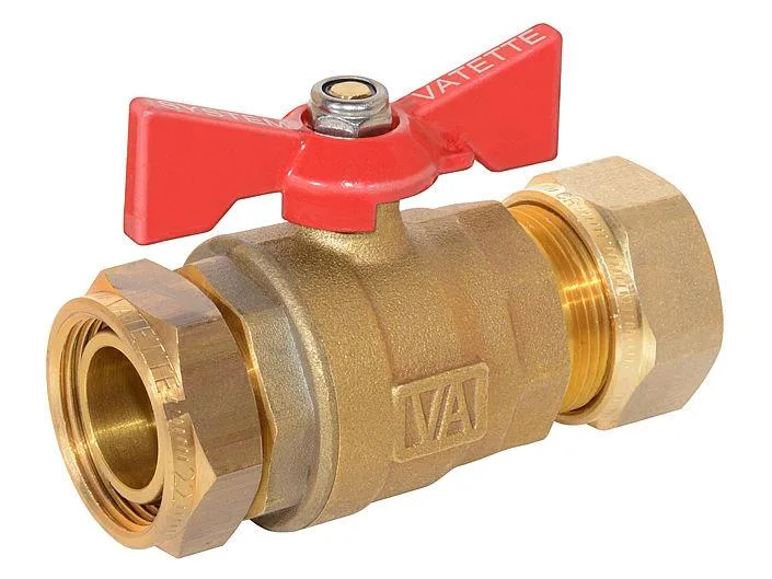 Vatette 8547100 Avstängningsventil 22 mm x G20, rak Röd