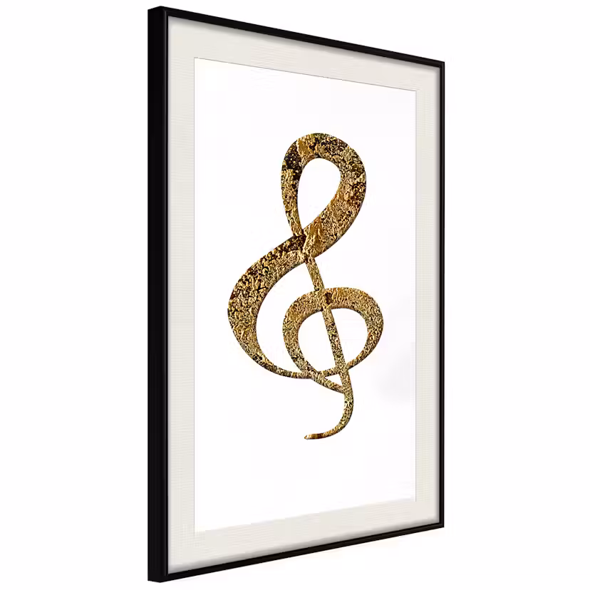 Poster Artgeist Affisch Treble Clef Svart ram med passepartout, 40x60 cm