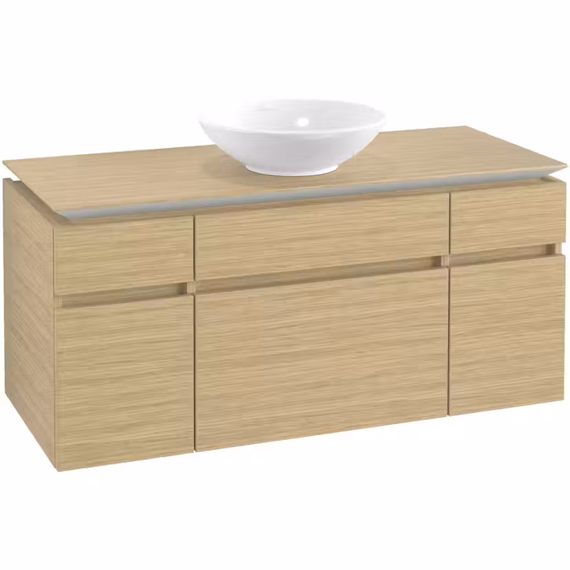 Tvättställsskåp Villeroy & Boch Legato med 5 Lådor för Ytmonterat Tvättställ från Övriga V&B Serier Nordisk Ek B: 1200 mm utan Belysning