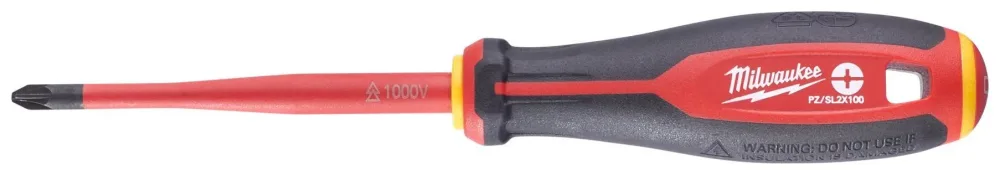 Milwaukee Tri-Lobe VDE Skruvmejsel 3-sidigt antirullhandtag PZ/ SL2 x 100 mm - Bild 2