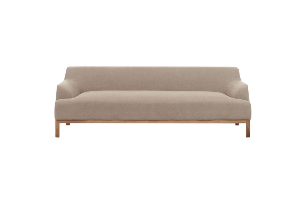 3-sitssoffa Sosjo Taupe, ljust trä