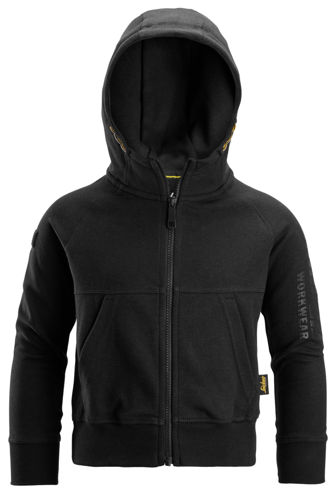 HUVTRÖJA SNICKERS WORKWEAR LOGO ZIP JUNIOR SVART, STL 134/140