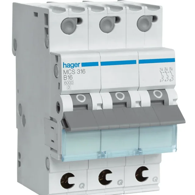 Hager MBS310 Dvärgbrytare 3-pol, 6kA, B-karakteristik 10A