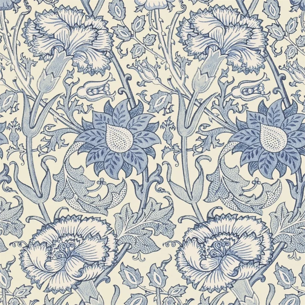 Morris and Friends Pink & Rose Indigo Darw212567 Blå Tapet | Stuvbutiken