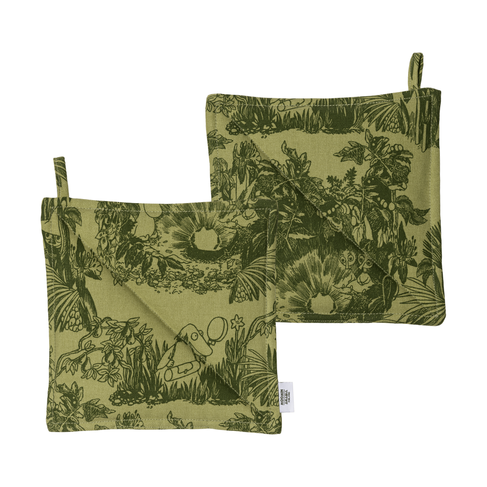 Mystikens skog Mumin grytlappar, Grön, 22x22 cm, 2-pack