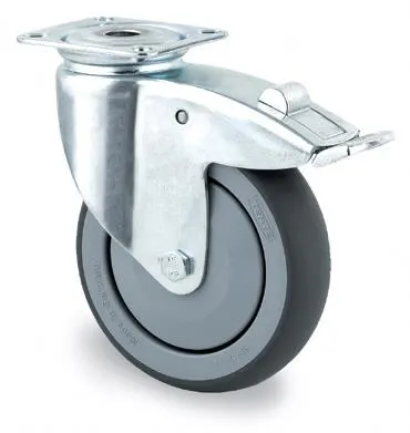 Tente 2477PJP125P50 Länkhjul termogummi, broms, platta 77x67 mm 125 mm - Bild 2