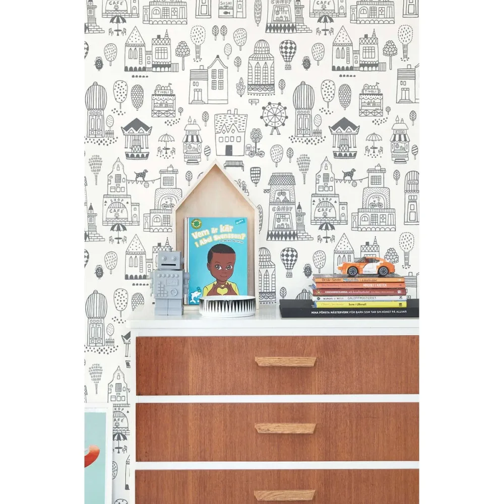 Treasure For Every Little Nook Small Town 118-02 Svart Tapet | Stuvbutiken - Bild 3