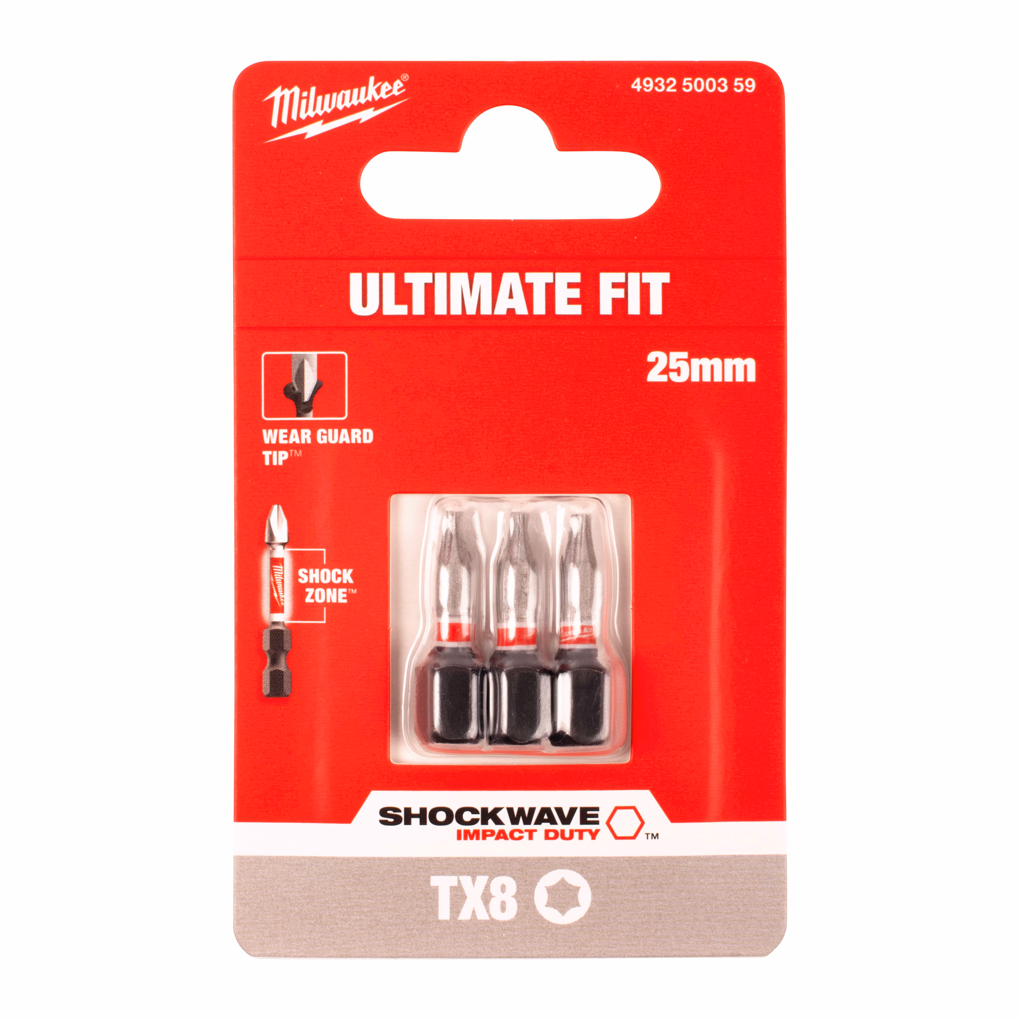 Kjøp Milwaukee Bits Shockwave TX8, 25 mm, 3-pakning