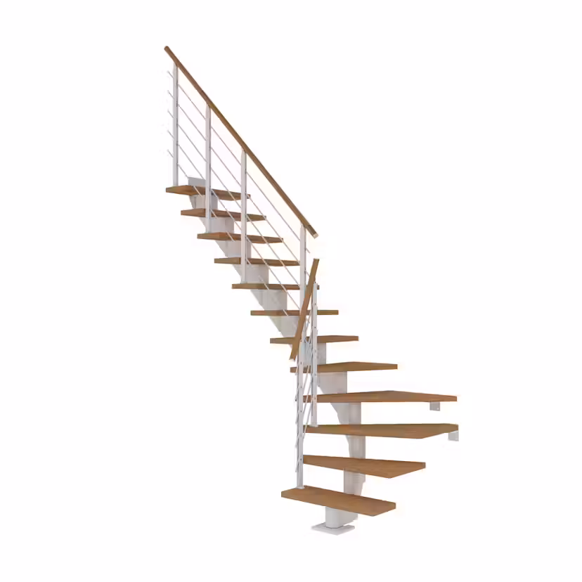 Spartrappa Dolle Hamburg Ek Oljad 1/4 Design Vit, LxB: 2290x790 mm, Max Takhöjd: 2220-2580 mm