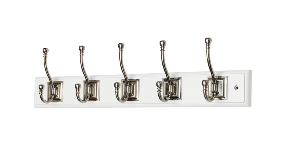 KLÄDHÄNGARE HABO RETRO 5-KROK VIT/M NICKEL 73X560MM
