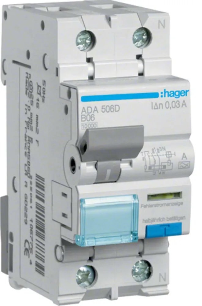 Hager ADA575D Personskyddsautomat 2-polig, karakteristik C 25 A