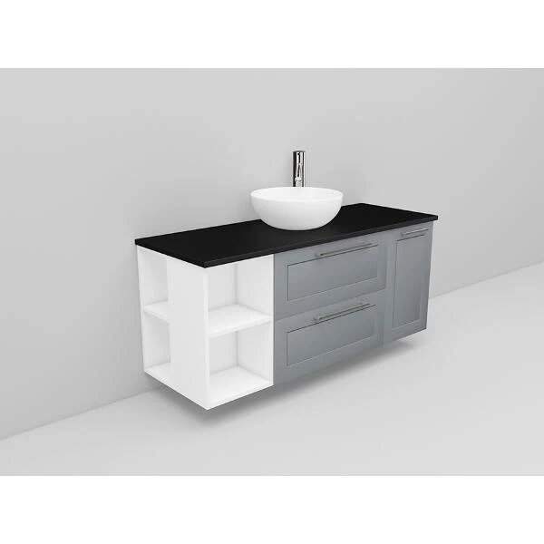 Badrumsmöbel Flexline Modell 176 120cm, Vit, Grå, Ram | Stuvbutiken
