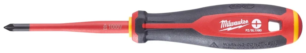 Milwaukee Tri-Lobe VDE Skruvmejsel 3-sidigt antirullhandtag PZ/ SL2 x 100 mm