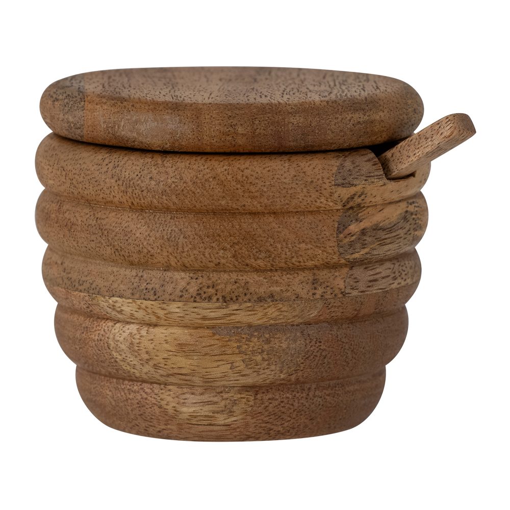 Tilda saltkar med sked Ø9 cm, Natur