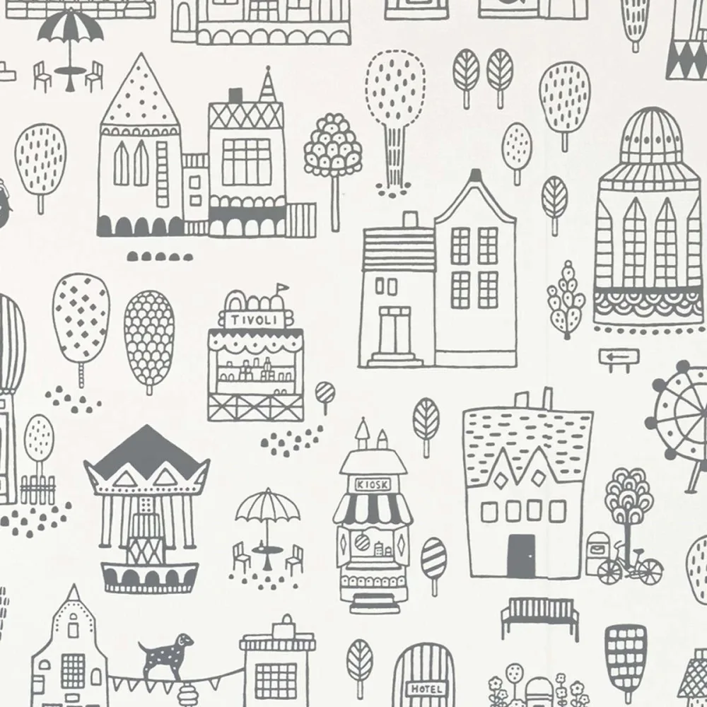 Treasure For Every Little Nook Small Town 118-02 Svart Tapet | Stuvbutiken