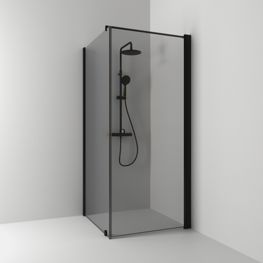 HÖRNDUSCH SVEDBERGS RAK/FAST SK HG SV/RÖ80X80, MATT RÖK INTHT 80X198X80CM