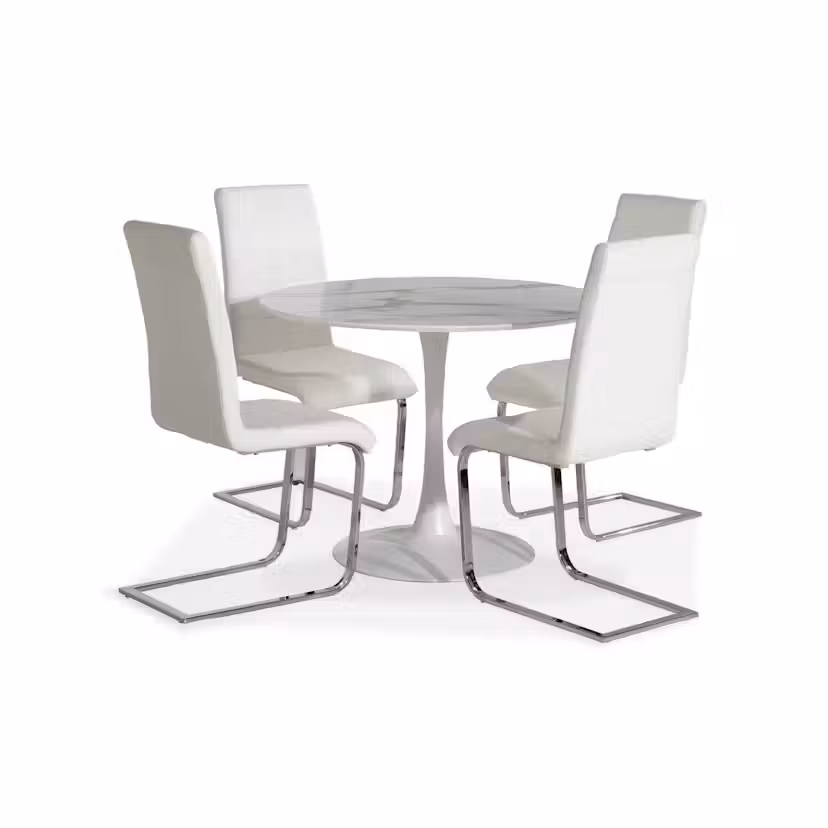 Matgrupp Basic Home Caitly Runt Matbord 100 cm med 4 CibusMatstol