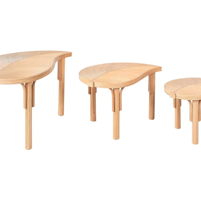 Set med 3 soffbord PARALIA Rotting Naturlig