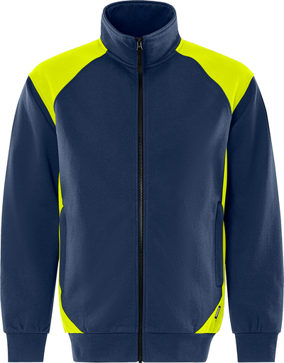 JACKA 7248 GSM SWEATSHIRT MARINBLÅ/VARSEL GUL STL 2XL
