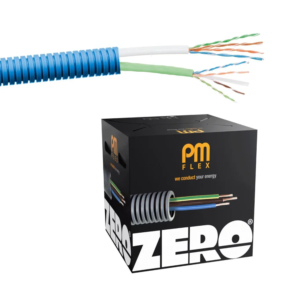 PM FLEX Kat6 ZERO Multimediakabel fördragen, trippelskärmad, halogenfri 16 mm x 100 m, 2xU/UTP6 - Bild 2