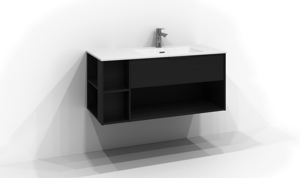 TVÄTTSTÄLLSSKÅP SVEDBERGS EPOS RELIEF SVARTASK 1L ÖPPEN HÖ INTHT 100X45X45CM