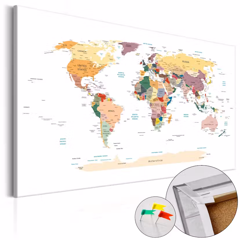 Anslagstavla Arkiio World Map 90x60 cm