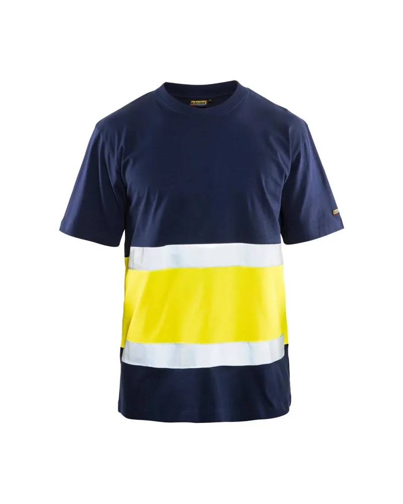 Blåkläder 338710308833M T-shirt marinblå/varselgul Stl M