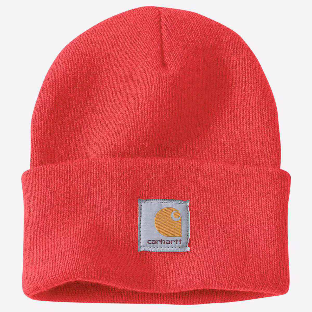 Kjøp Carhartt Ribbestrikket lue, lysrød.