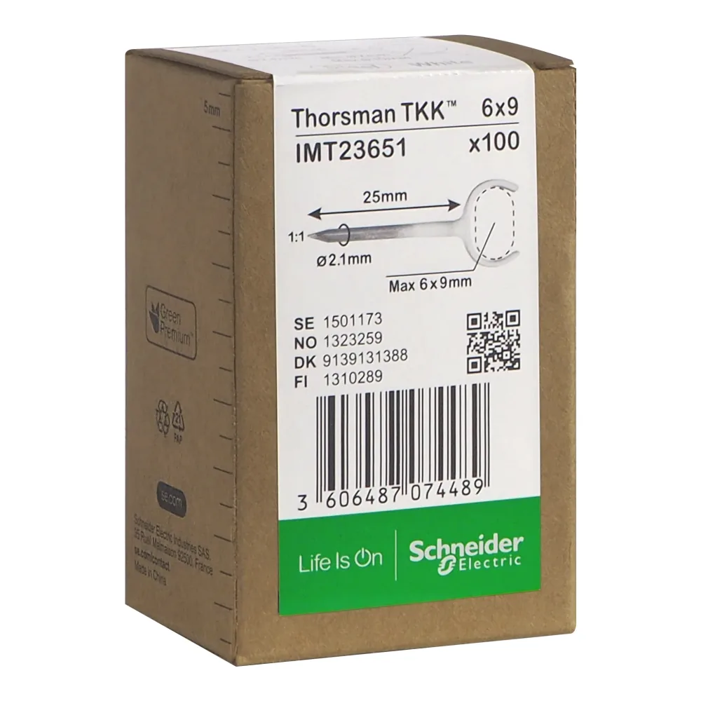 Schneider Electric IMT23651 Klammer spik, 100-pack, platt kabel 6x9, 2,1x25 mm - Bild 2