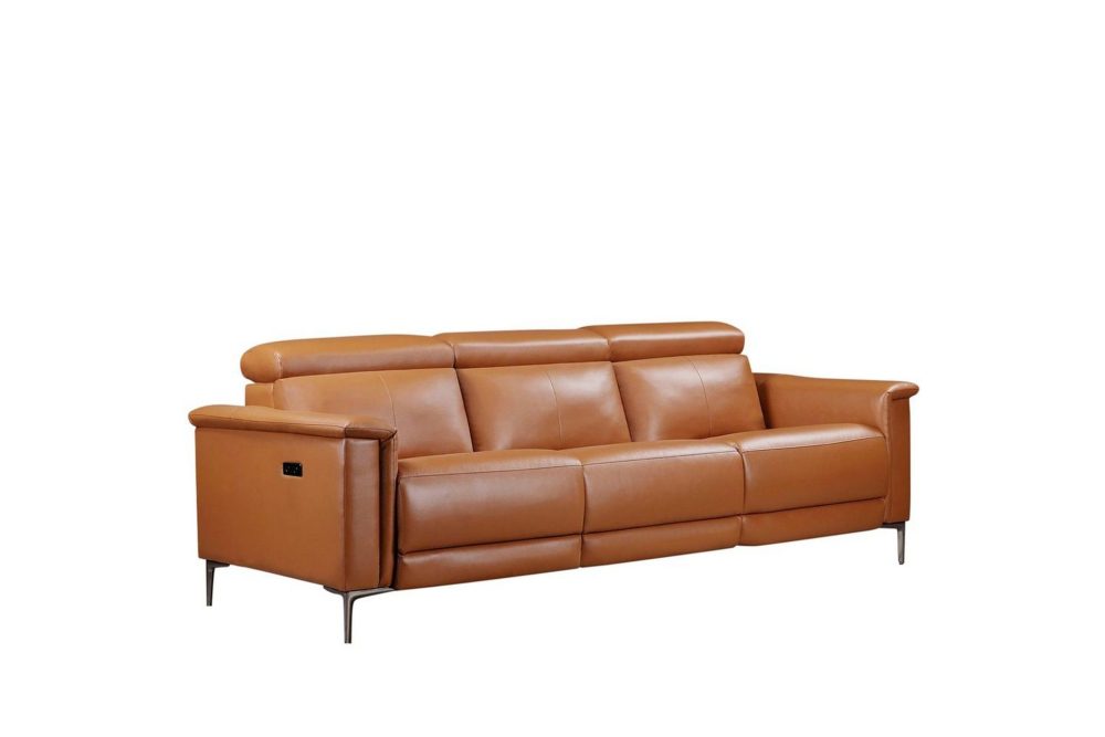 Reclinersoffa utan hörn Loft24 3-sitssoffa Lund Cognac Brun,Grå