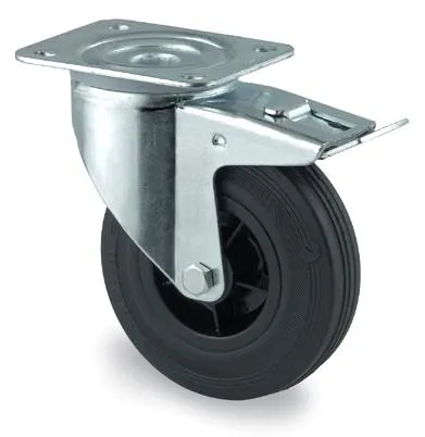 Tente 3377PVR125P62 Länkhjul gummi, broms, platta 105x85 mm 125 mm