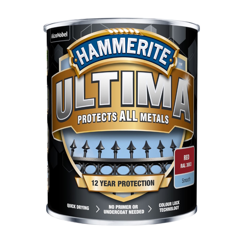 Metallfärg Ultima Smooth 0,75 Liter Röd Hammerite