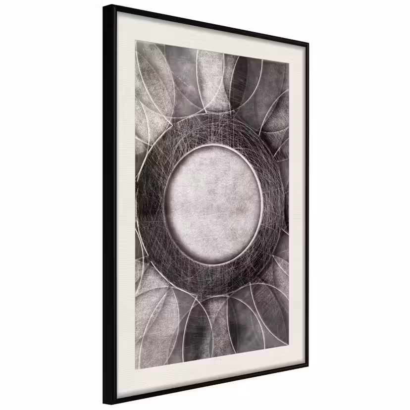 Poster Artgeist Affisch Scratched Metal Svart ram med passepartout, 30x45 cm