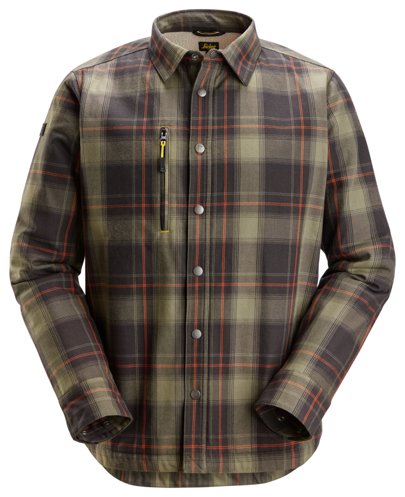 SKJORTA SNICKERS WORKWEAR FODRAD AW KHAKI, GRÖN/SVART STL L