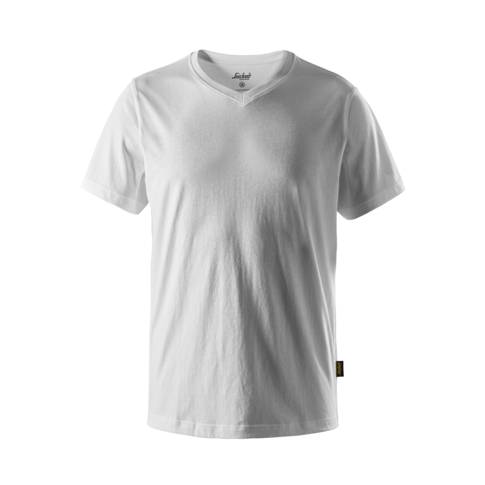 T-SHIRT V-RINGAD VIT STL XXL