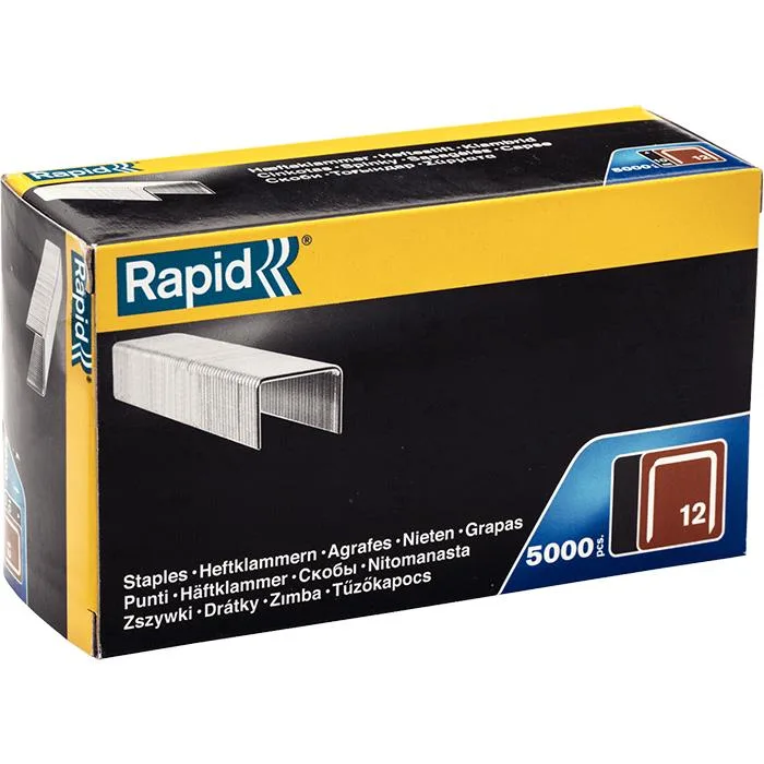Rapid Nr 12 Bredtrådsklammer 16 mm, 5000-pack