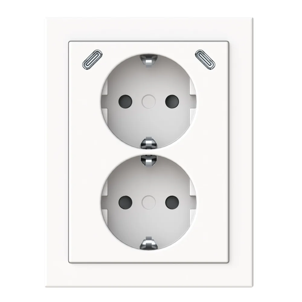ABB Impressivo 402EE2USBC-885 Vägguttag hörn, 2-vägs, 2 x USB-C Mattsvart