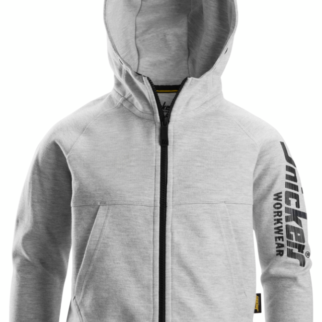 HUVTRÖJA SNICKERS WORKWEAR LOGO ZIP JUNIOR, GRÅMELERAD STL 158/164