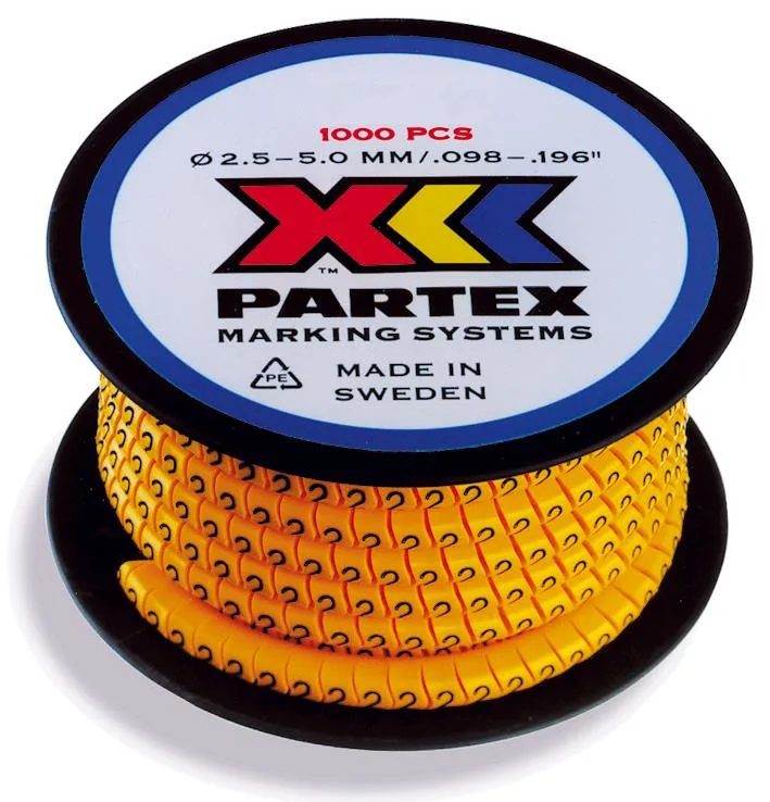 Partex PA02/3 Märkhylsa siffror, gul, 1000 st/rulle Text: 8