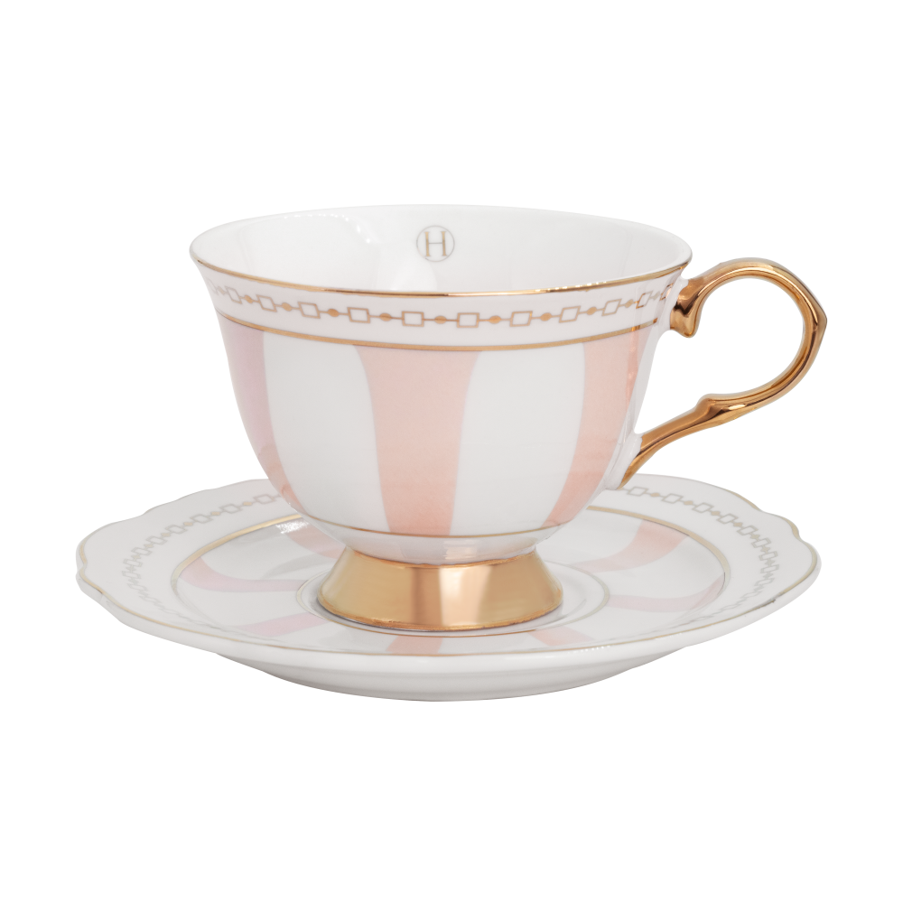 Strisce Rosa kopp med fat, 22 cl