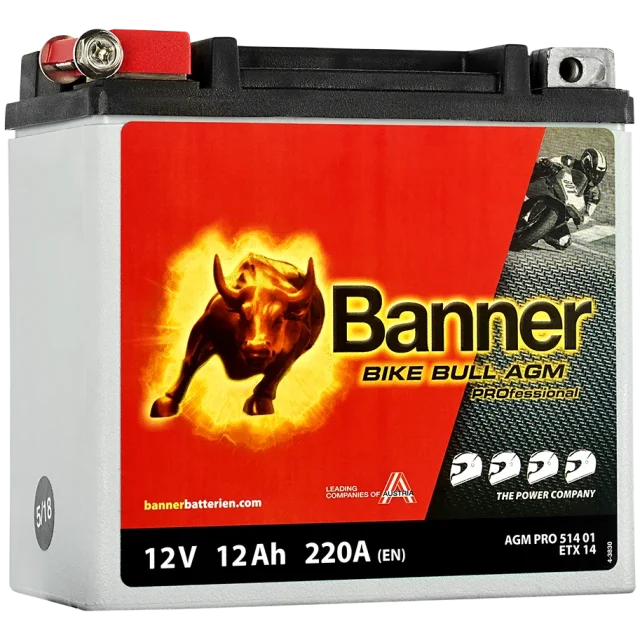 Banner Bike Bull AGM Pro ETX51401 Startbatteri 12V, 12 Ah