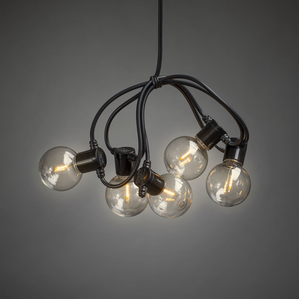 Ljusslinga E14 10 LED 4xAA IP44 Amber/Svart Konstsmide