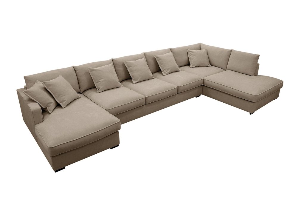 Rossita Lyx 6-sits Högervänd U-formad Extra djup Soffa med Divan och Schäslong i Tyg