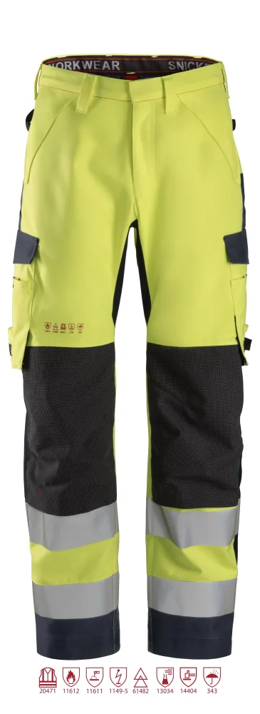 Snickers Workwear 6563 ProtecWork Skalbyxa varsel, gul/marinblå 164