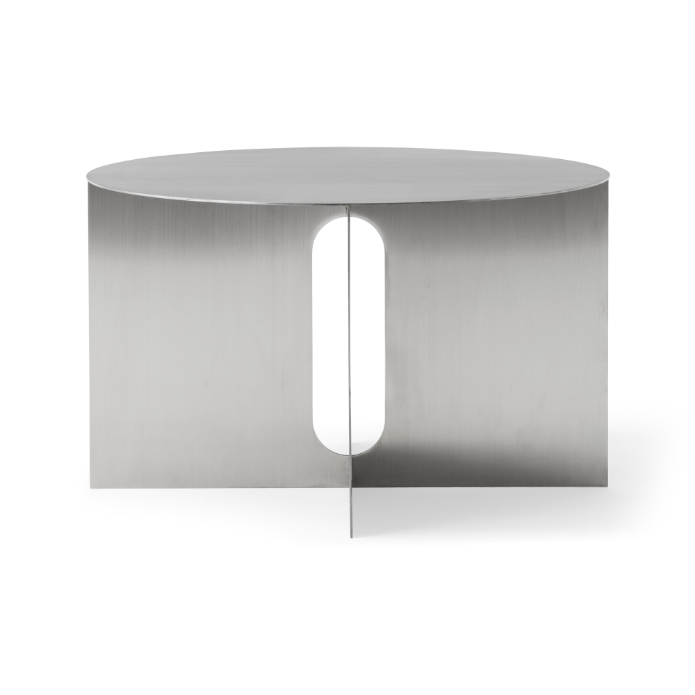 Androgyne sidobord Ø63 cm, Brushed steel