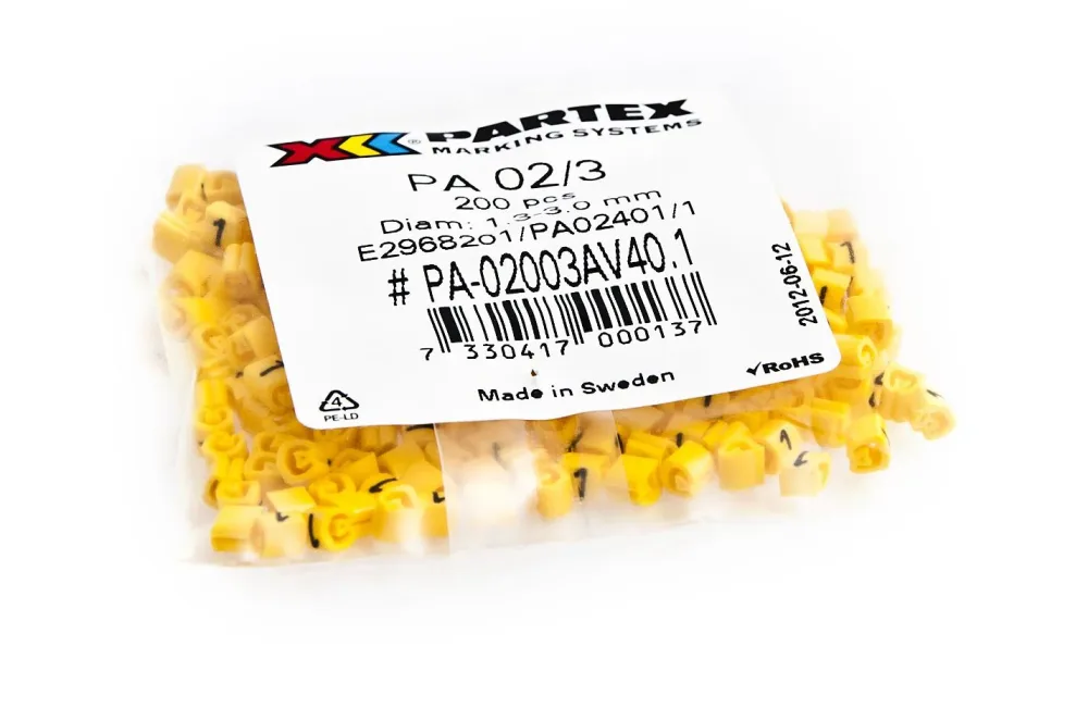 Partex PA2401/2 Kabelmärkning siffror, Ø1,3-3 mm, 200-pack 2 - Bild 2