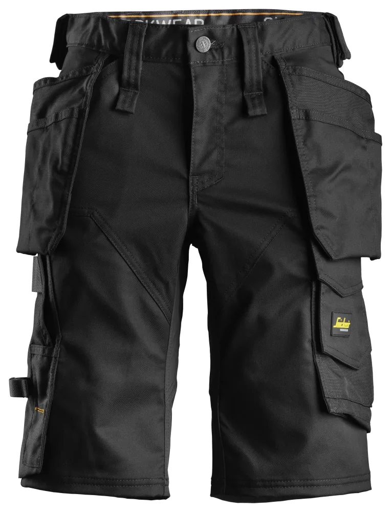 Snickers Workwear 6147 AllroundWork Shorts stretch, dam, svart/svart Svart/Svart